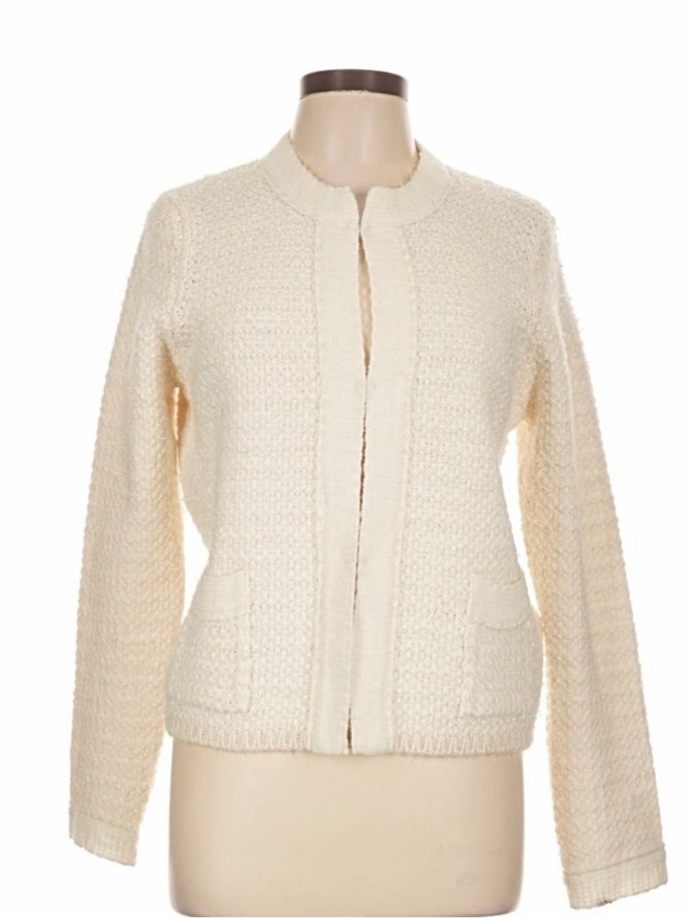 Sandro cream ivory tweed sweater jacket large